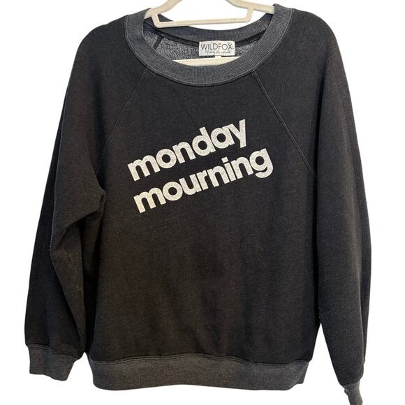 Wildfox Sweaters - Wildfox Size M Medium Black Crewneck Graphic Sweatshirt Monday Mourning